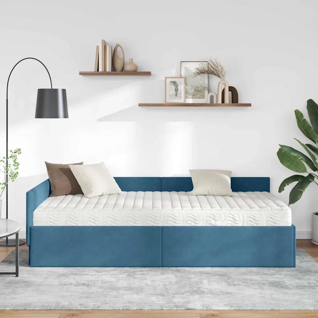 Struttura Letto Angolare con Materasso Altro 2 pcs Blu Velluto 3393613