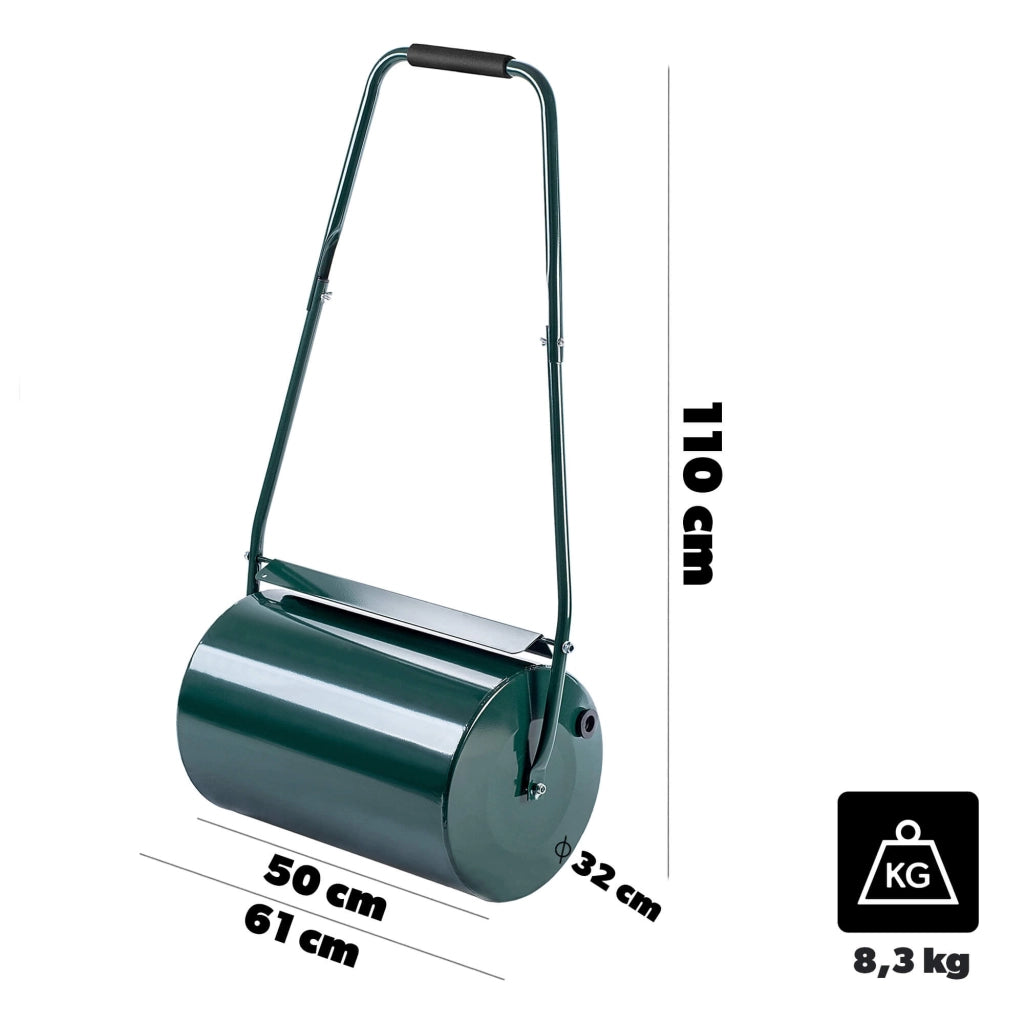 Rullo per erba KADAX 40L, compattatore per terreno in metallo per prato e giardino, 50 cm
