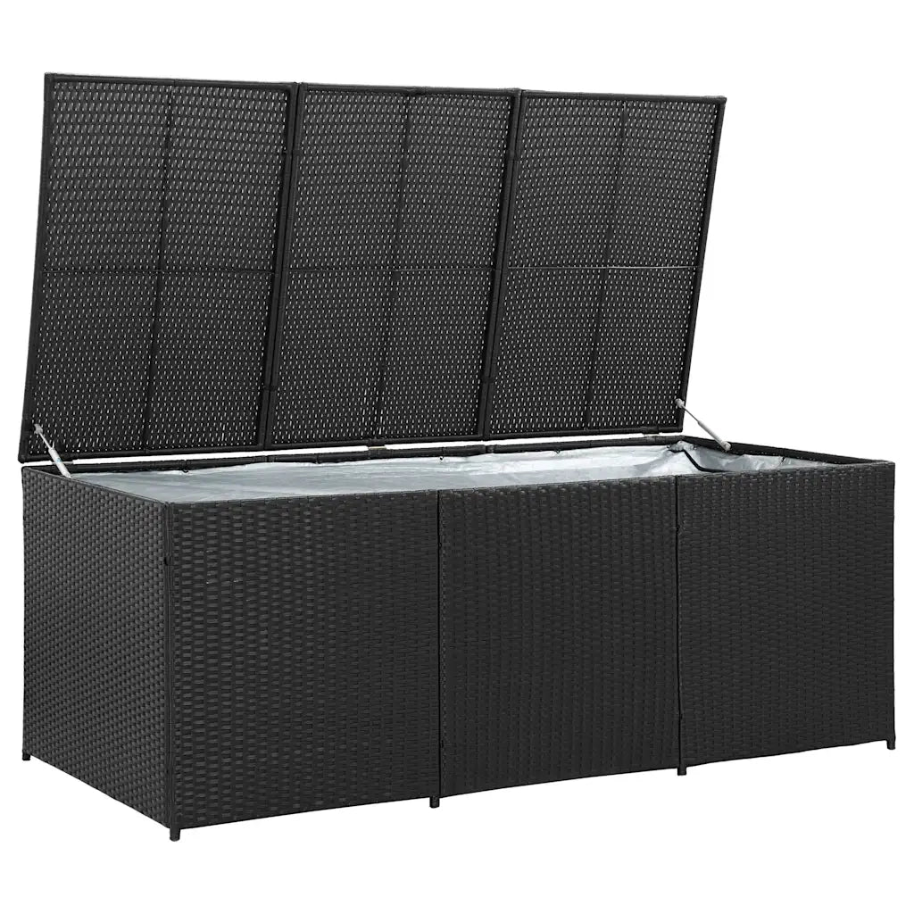 Baule da Giardino in Polyrattan 180x90x70 cm Nero 46477