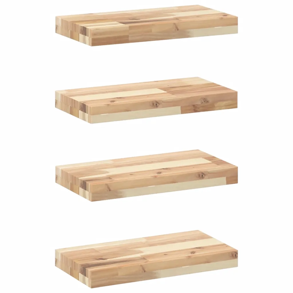 vidaXL Mensole da Parete 4 pz 60x20x4 cm Legno Acacia Non Trattato