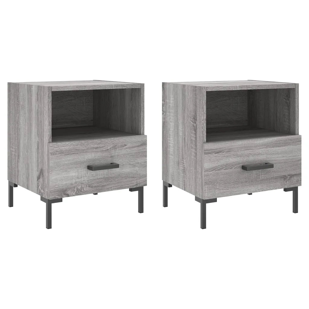 Comodini 2 pz Grigio Sonoma 40x35x47,5 cm in Legno Multistratocod mxl 104490