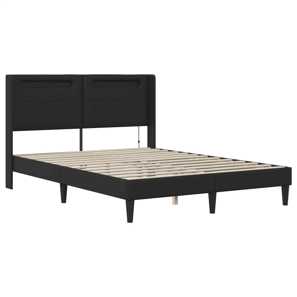 Struttura letto con materasso Nero 140 x 200 cm Similpelle