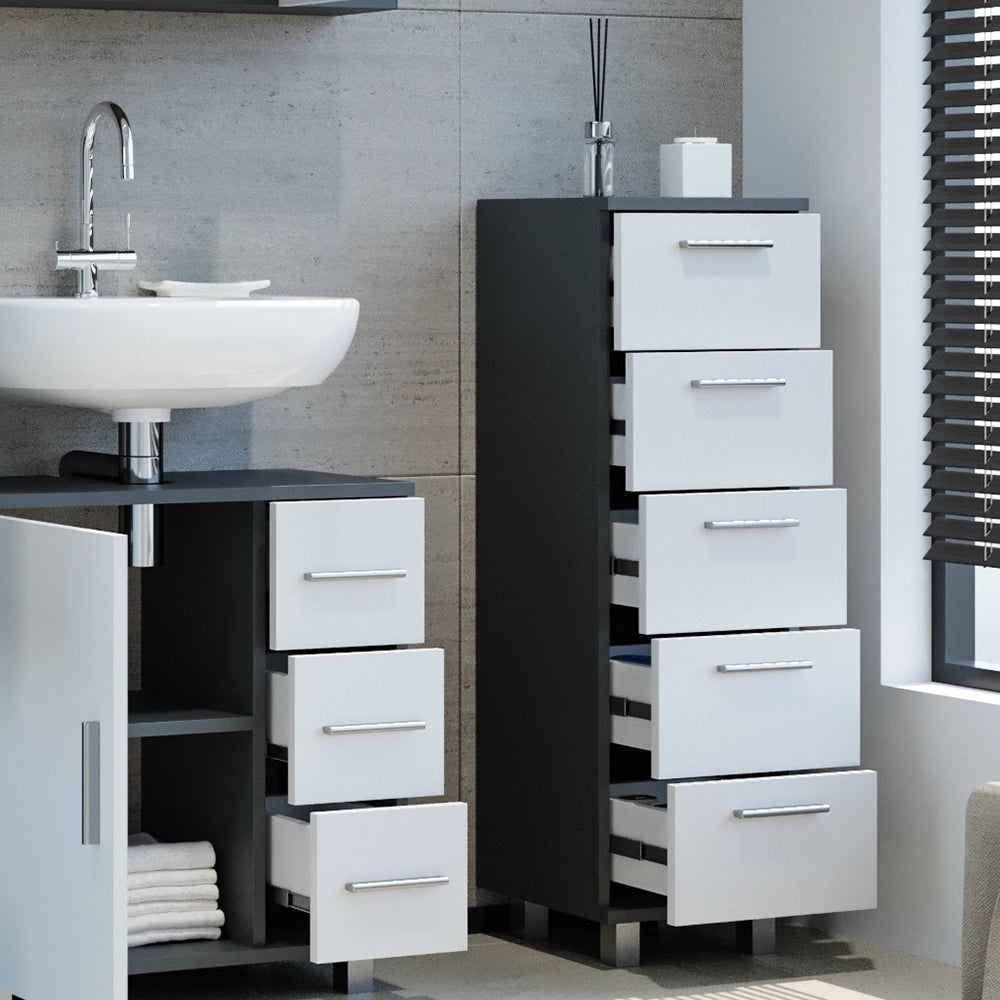 Vicco Cassettiera da bagno Antracite 30 x 95 cm