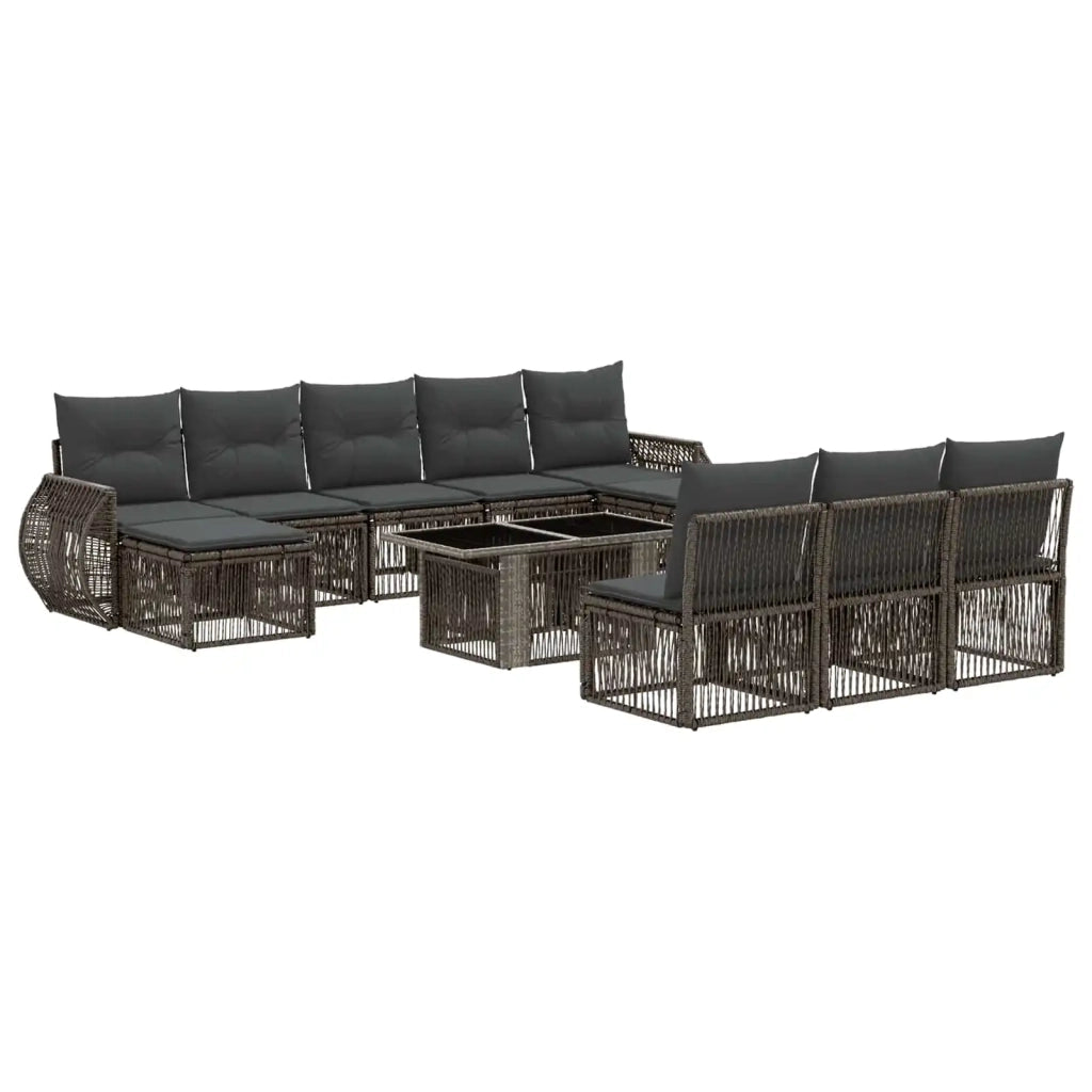 Set Divano da Giardino 11 pz Grigio e Grigio Scuro polyrattan 3437000
