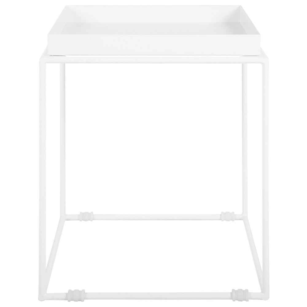 Tavolino in metallo bianco 50 x 40 x 40 cm vassoio da tavolo con industriale