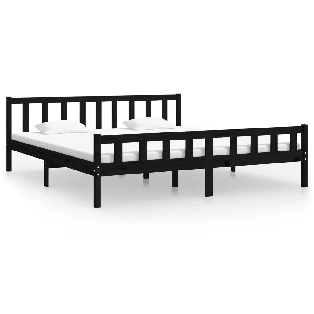 Giroletto Nero in Legno Massello 160x200 cm 810693