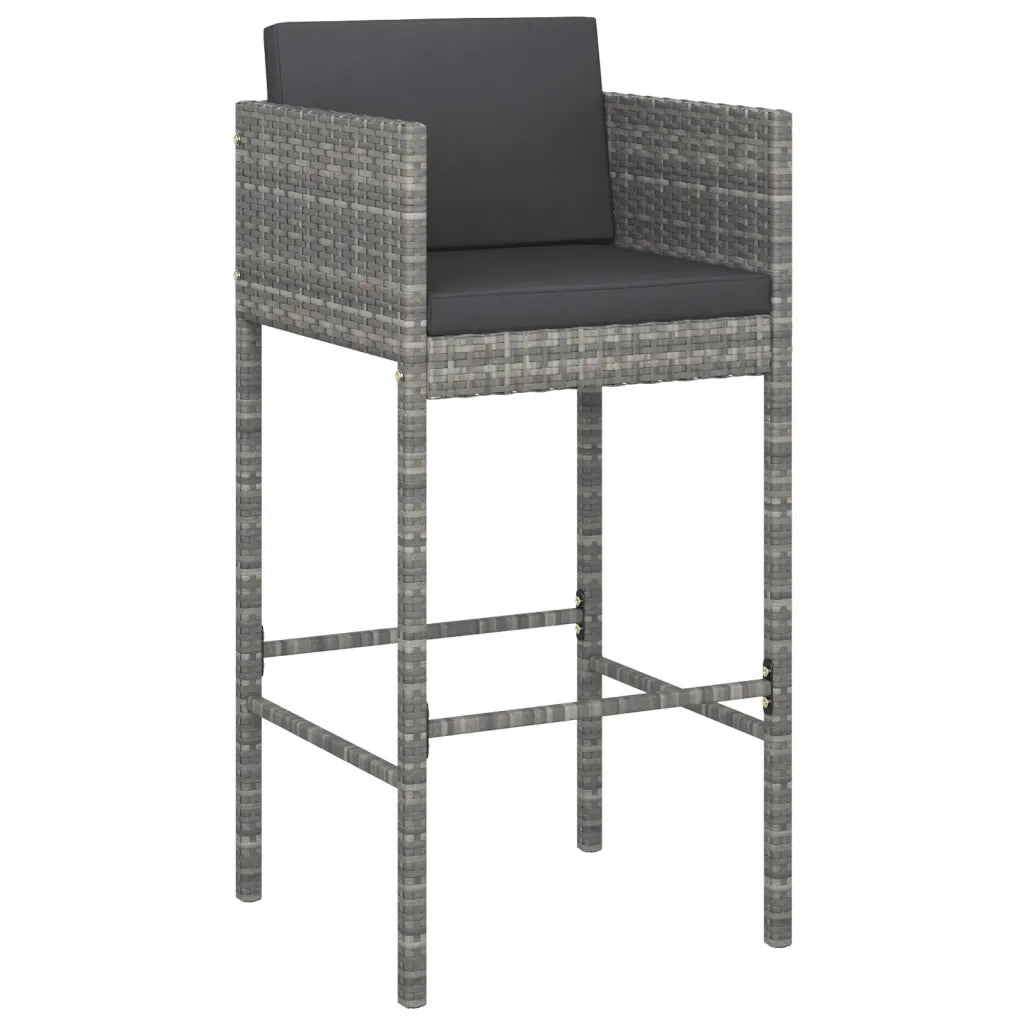 Set Bar da Giardino 7 pz con Cuscini in Polyrattan Grigiocod mxl 77087