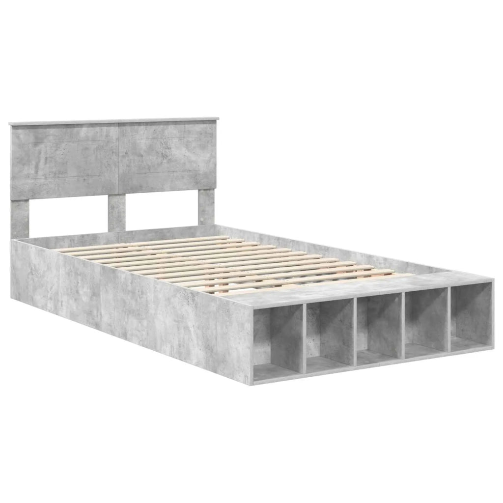 Struttura del letto con lo scaffale Grigio cemento 135 x 190 cm