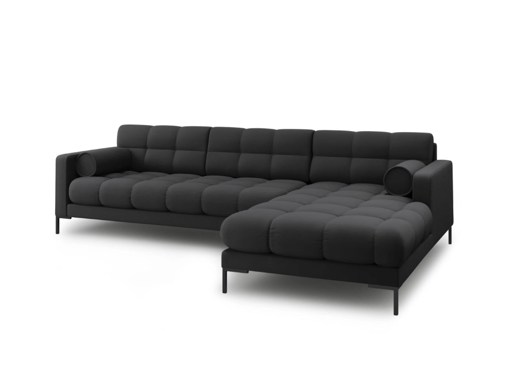 Cosmopolitan Design - Divano angolare destro "Bali" 5 posti in tessuto strutturato grigio scuro 