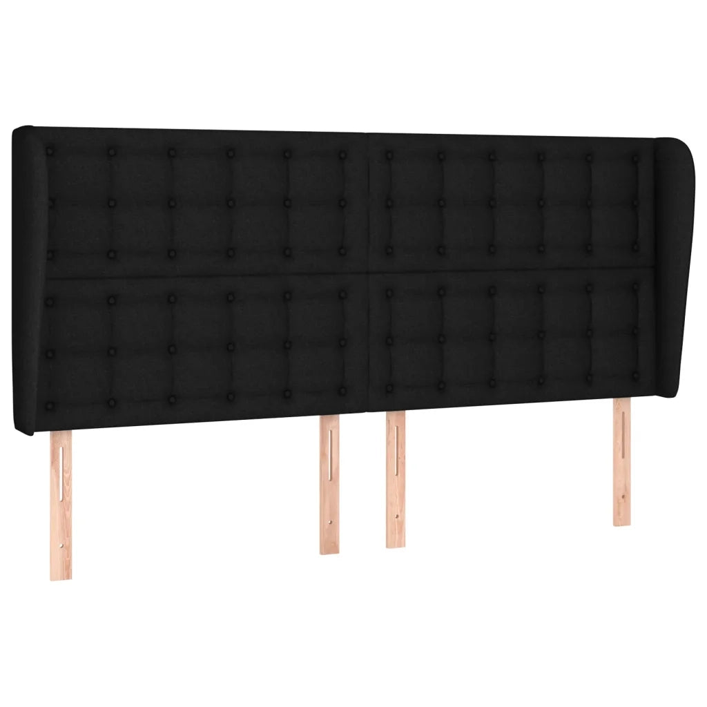 Testiera ad Orecchio Nera 203x23x118/128 cm in Tessuto