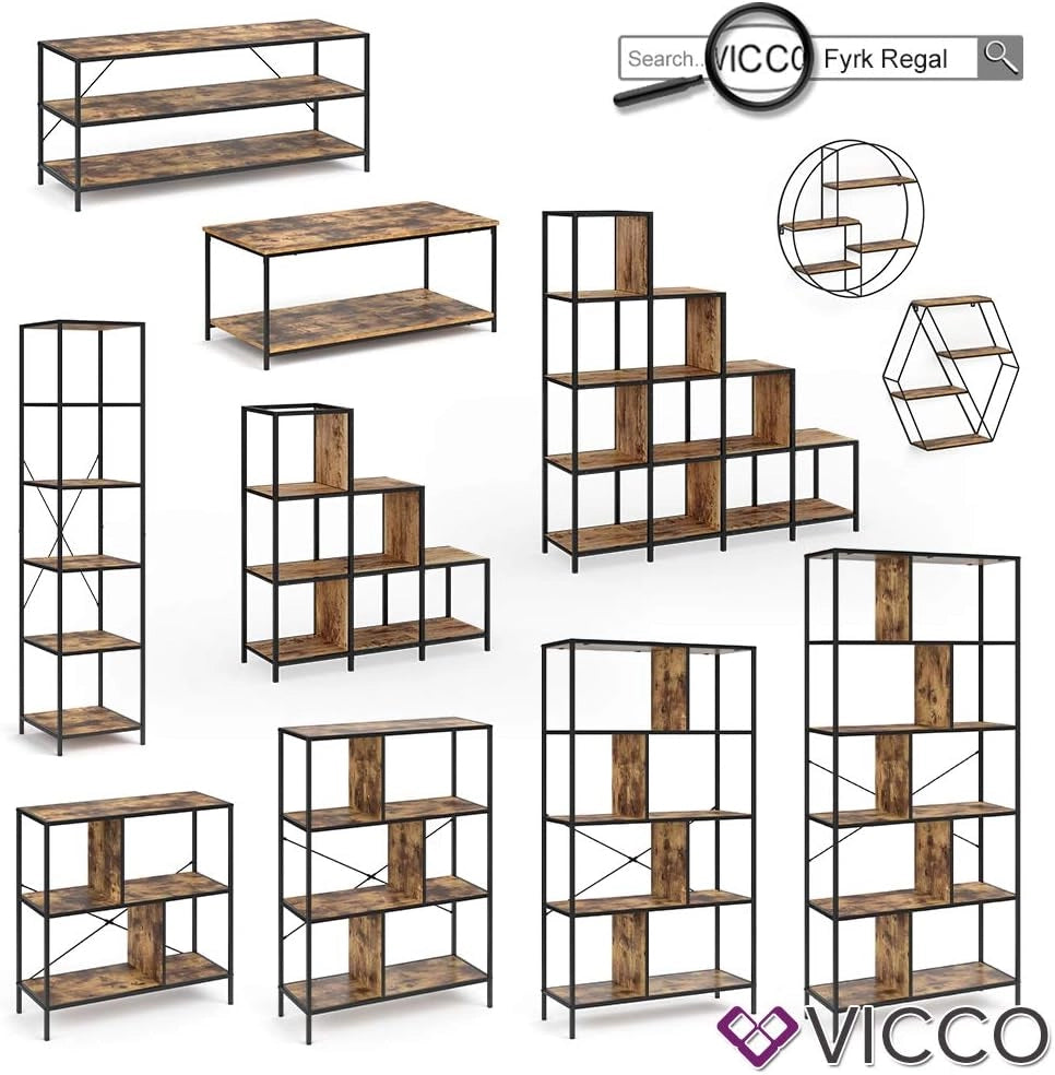 Mobile tv Fyrk, Legno antico, 226 x 93 cm, con ripiani aperti per la conservazione di dispositivi multimediali