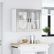 vidaXL Pensile da Cucina con Porta in Vetro Porto Grigio Cemento