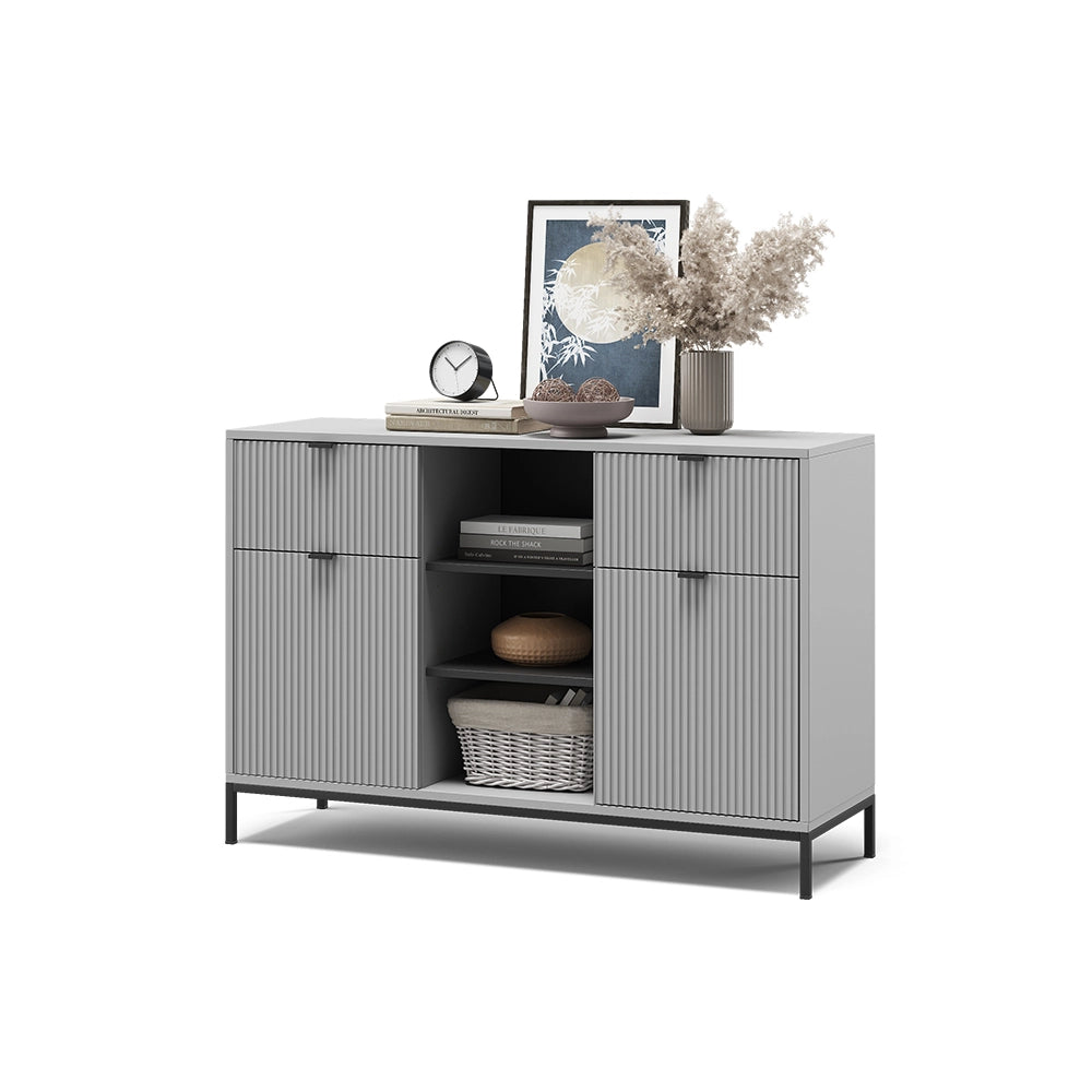 Vicco Cassettiera per camera da letto Grigio 120 x 81.2 cm con 2 cassetti e 2 ante