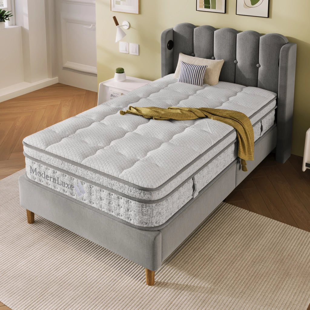 Materasso in schiuma fredda 90 × 200 cm, 7 zone, H3, traspirante, per un posto, bianco