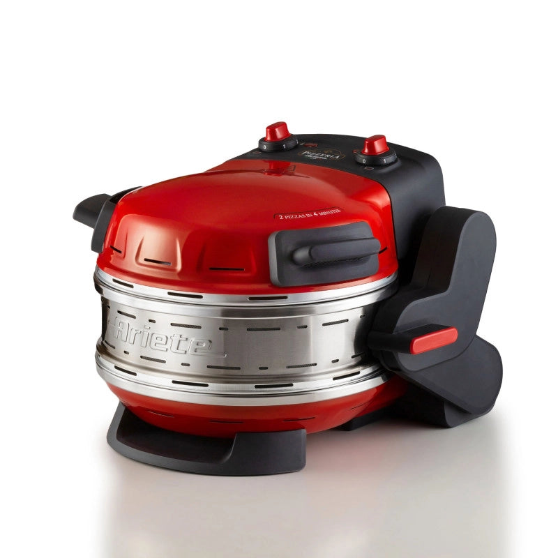 Forno pizza doppio 2300W, 2 pietre refrattarie, 5 livelli di cottura, 2 pale inox - Rosso