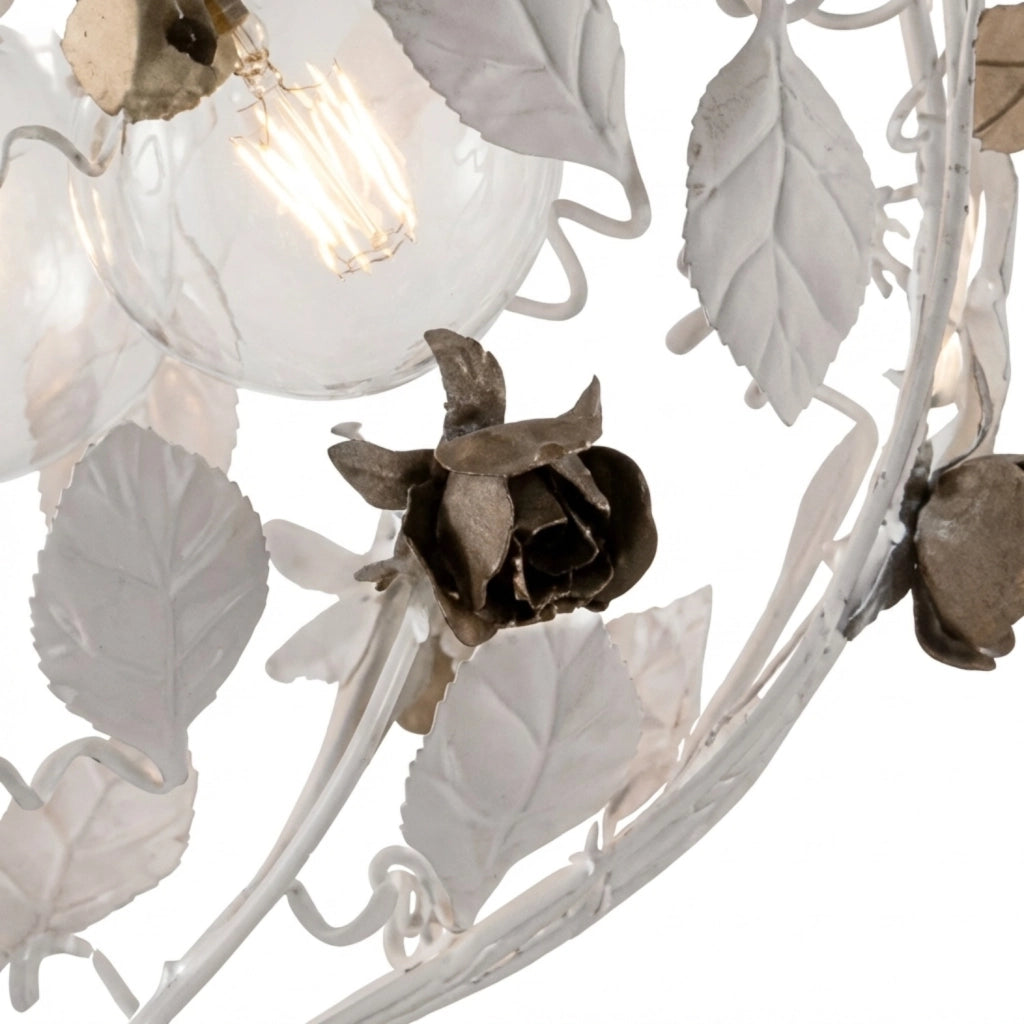 Lampadario Shabby Chic Bella Metallo Bianco 3 Luci E27