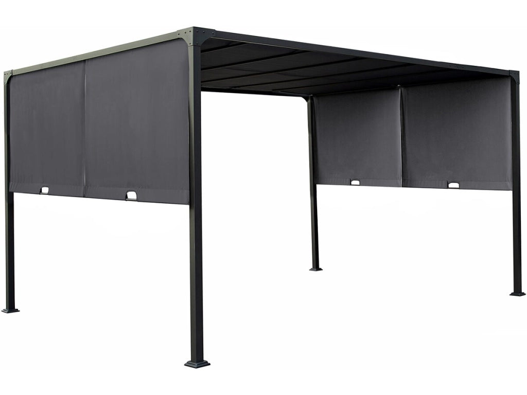 Pergola con tetto scorrevole in metallo "Courtenay" - 3 x 4 m - Grigio