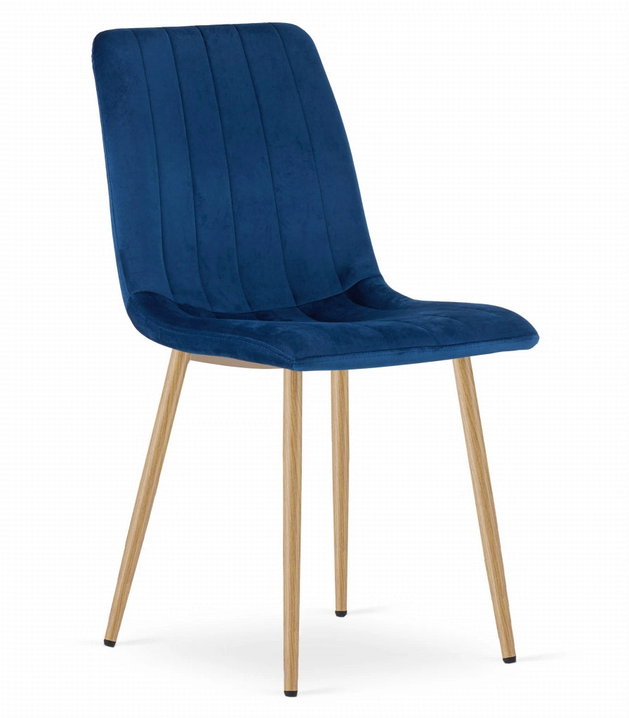 Sedia VALORA JEWA - Velluto blu navy con gambe color legno x 4
