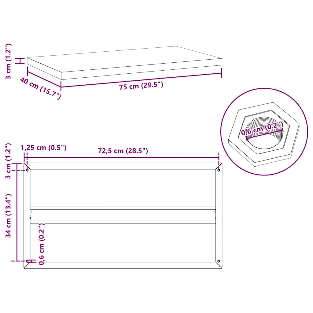 vidaXL Mensole a Muro 2 pz 75x40x3 cm Argento in Acciaio Inossidabile