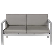 Divano da giardino con struttura in alluminio anodizzato grigio scuro a 2 posti con cuscini