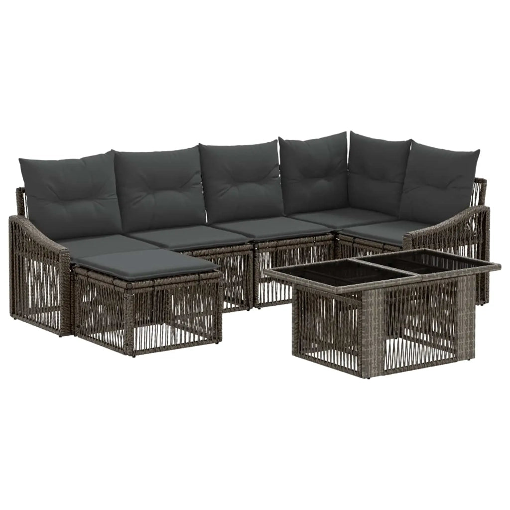 Set Divano da Giardino 7 pz Grigio e Grigio Scuro polyrattan 3437282