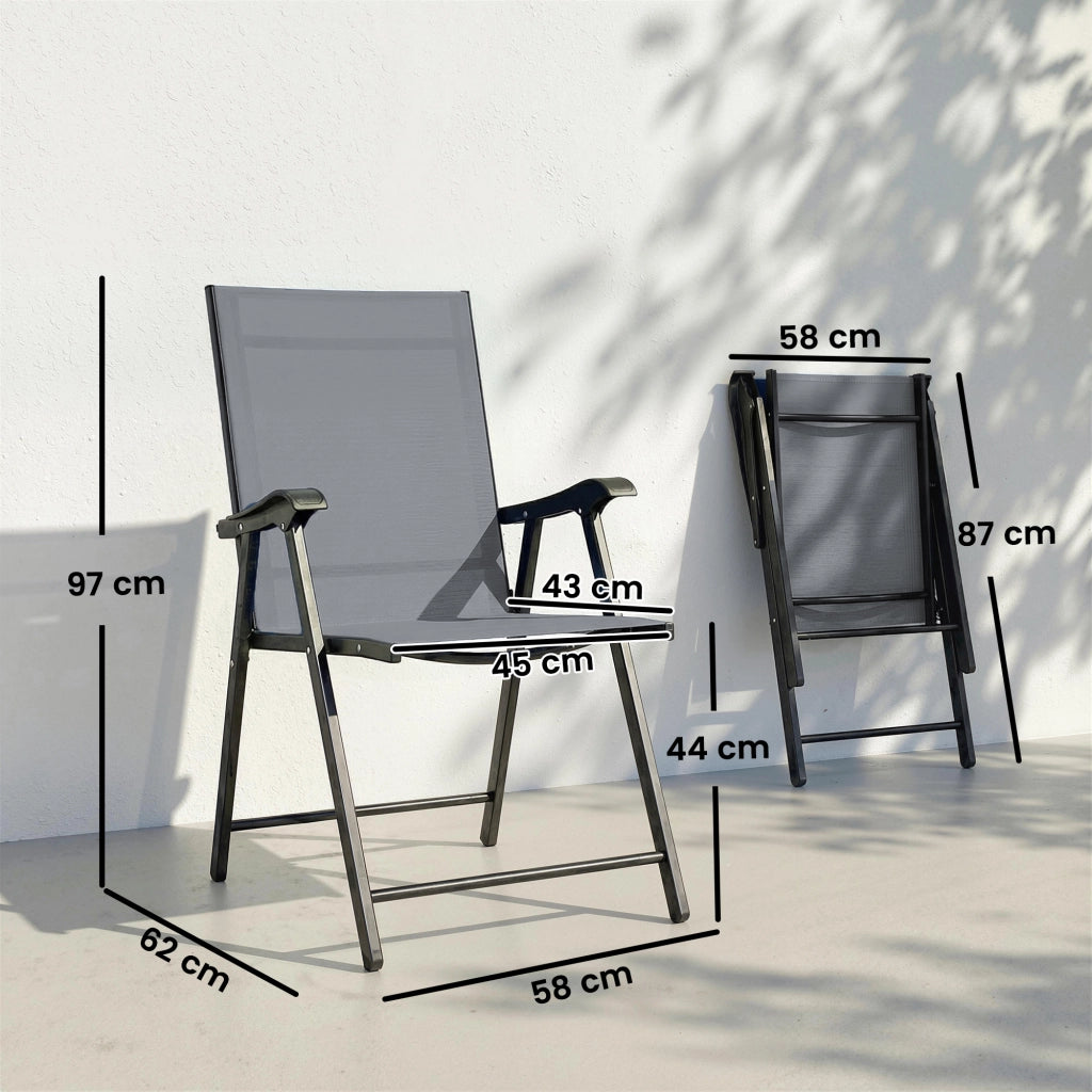 Set di 2 Sedie da Pranzo Pieghevoli con Schienale Alto e Braccioli ¨C zephmum ¨C Grigio Chiaro