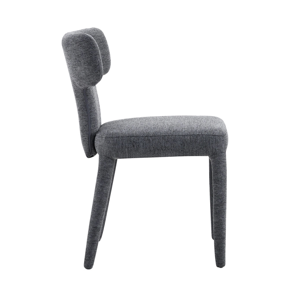 Set da 2 sedie da pranzo moderne in tessuto grigio, con schienale a T e struttura in ferro