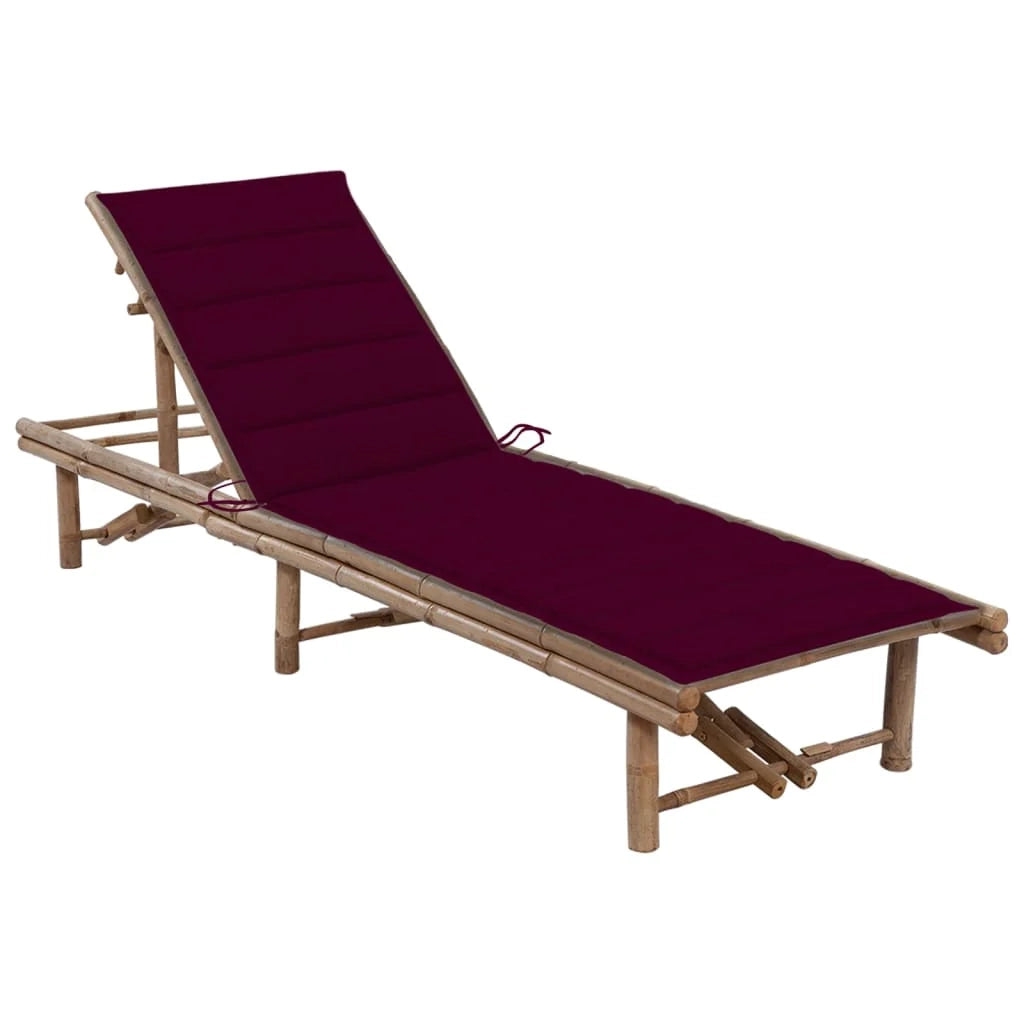 Lettino prendisole sedia a sdraio lettino prendisole letto da giardino mobili da esterno per patio con cuscino in bambù 02_0012289