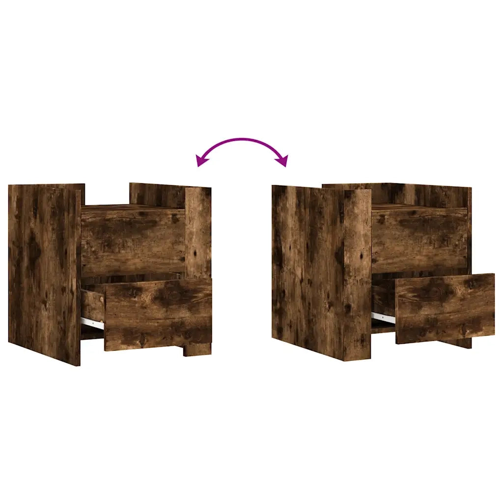 Comodino-Tavolino da notte Rovere Fumo 45x50x50 cm in Truciolato 855190