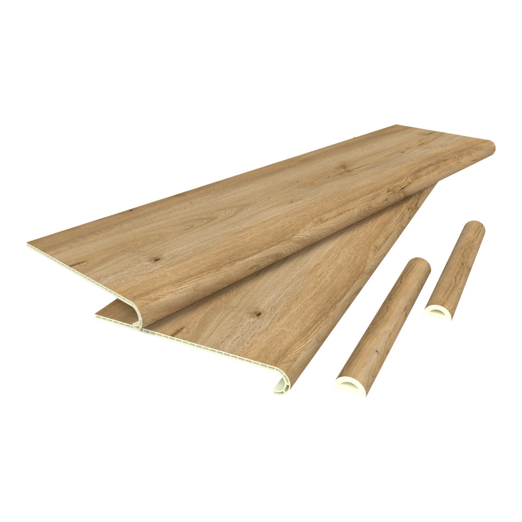 Set di 2 Profili Bunschoten Coprigradini Arrotondati in PVC 120 x 32 x 4,6 cm Effettto Rovere NEU.HOLZ