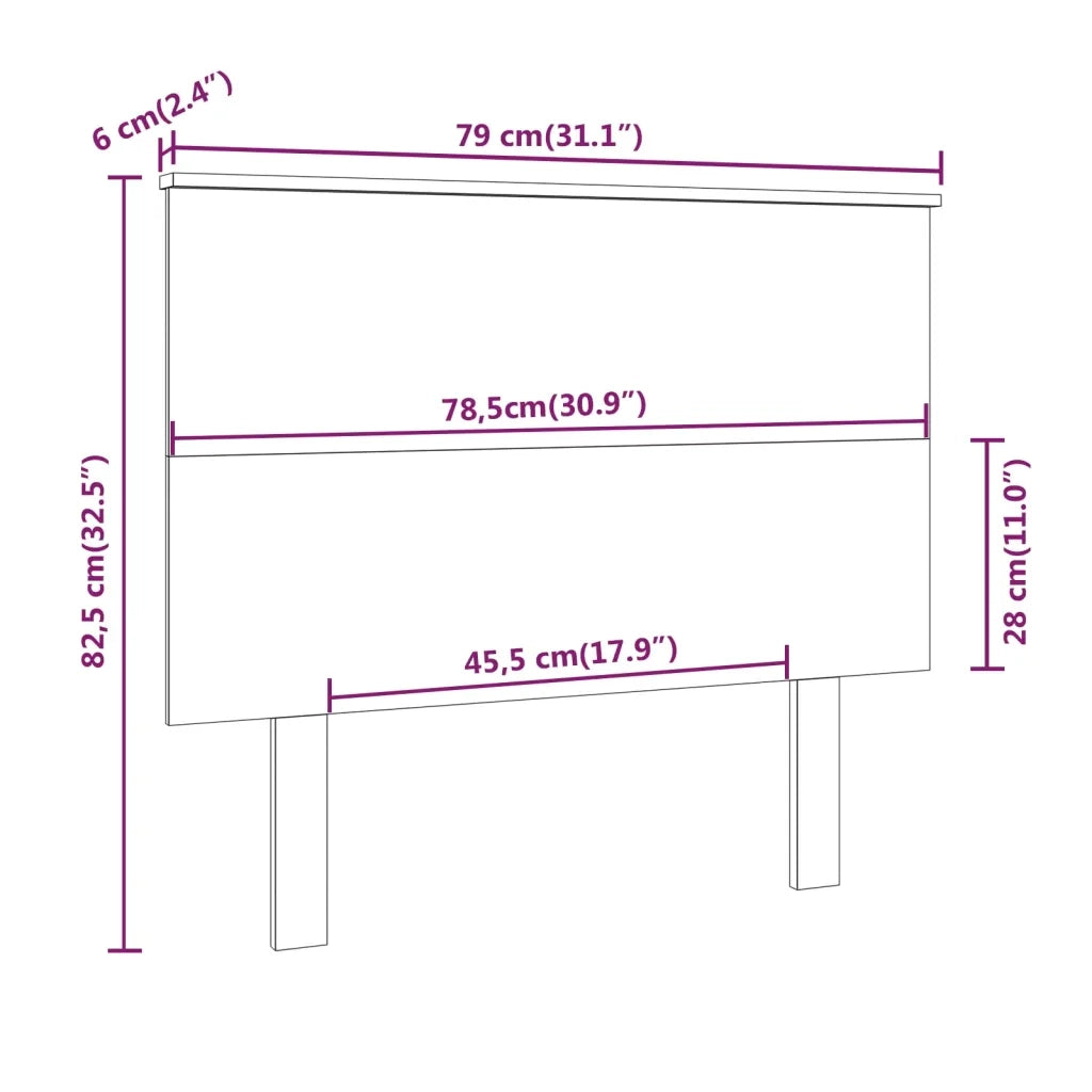 Testiera per Letto Nera 79x6x82,5 cm in Legno Massello di Pino