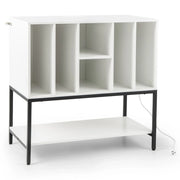 Supporto per giradischi con stazione di ricarica 80 x 45 x 79,5 cm ampio spazio di archiviazione stile moderno ed elegante MDF bianco 20_0013705