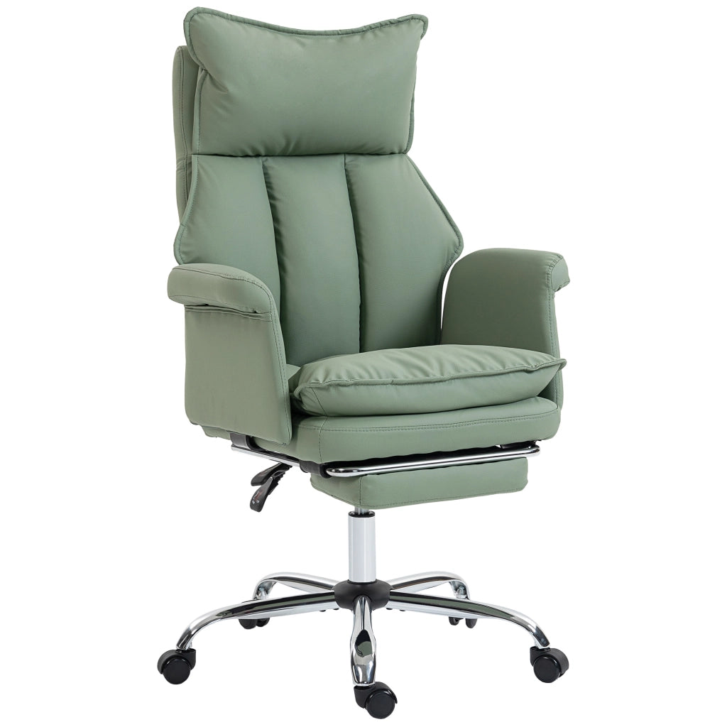 Sedia da Ufficio con Poggiapiedi ¨C Xylo ¨C Schienale Reclinabile Alto Imbottito Rivestimento Similpelle Verde