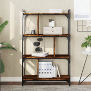 Libreria-Scaffale per Libri-Mobile di Stoccaggio Rovere Fumo 4 Ripiani 76x32x123 cm Legno Multistrato