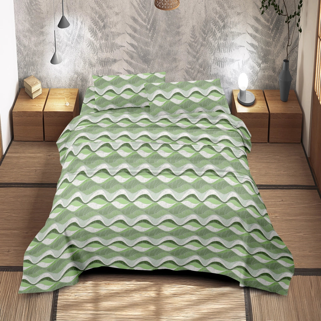 Completo Letto Matrimoniale No Stiro Set Lenzuola In Morbida Microfibra Anallergica Lenzuolo Sotto Con Angoli Elastici Fino 30 Cm, Lenzuolo Teso Sopra 2 Federe Prodotto Italiano  Fluid