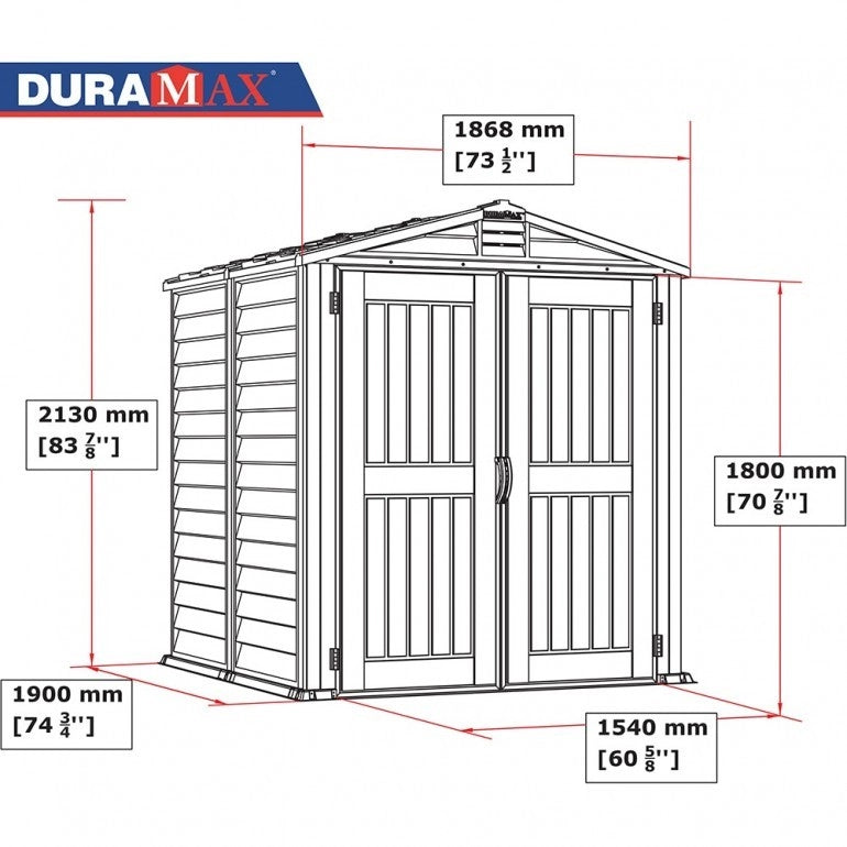 Casetta in PVC StoreMate PLUS 6'x6' Duramax, 190 x 190 x 213 cm