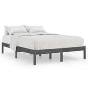 Letto matrimoniale | Letto per adulti | Giroletto Grigio in Legno Massello di Pino 200x200 cm