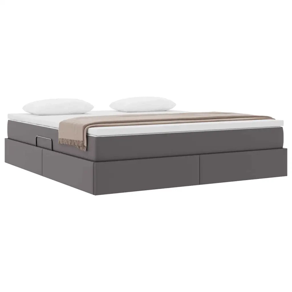 Letto con contenitore e materasso Grigio 180 x 200 cm