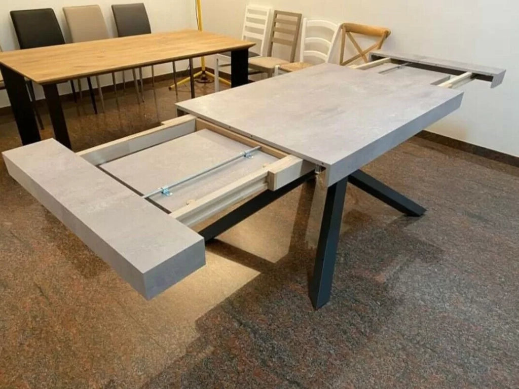 Tavolo big table nobilitato finitura beton l.180 p.100 h.77 (aperto280cm) (1614) - Mobili 2G