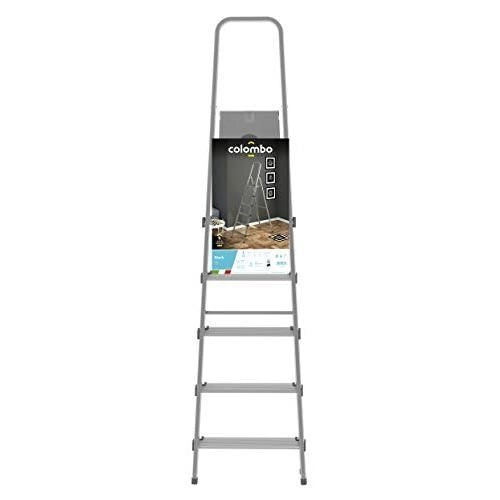 Colombo New Scal S109006W Stark Scala Pieghevole 6 Gradini Alluminio Acciaio Antiscivolo 150 Kg EN131 Made in Italy colore Acciaio