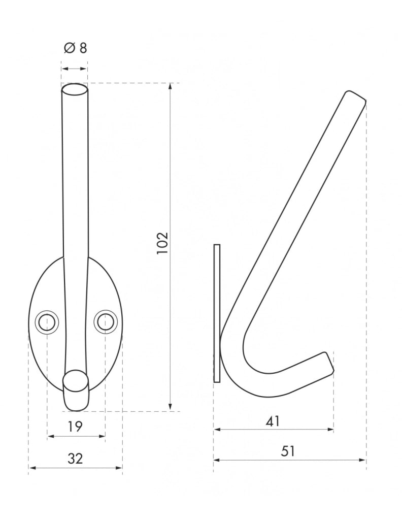 Gancio appendiabiti in acciaio inox, altezza 65 mm – THIRARD