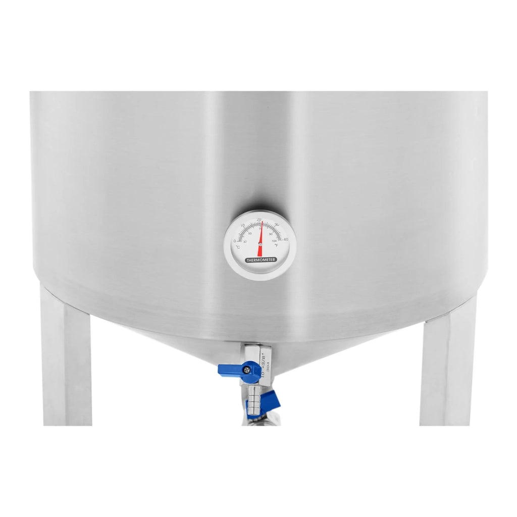Serbatoio di fermentazione conico per fermentatore di birra in acciaio inossidabile (60 litri, intervallo di temperatura: 0-40 °C, termometro: °C / °F, doppio sistema di evacuazione) 14_0004607