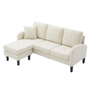 Divano angolare 3 posti con chaise longue reversibile in tessuto beige chiaro 166 × 118 × 77 cm