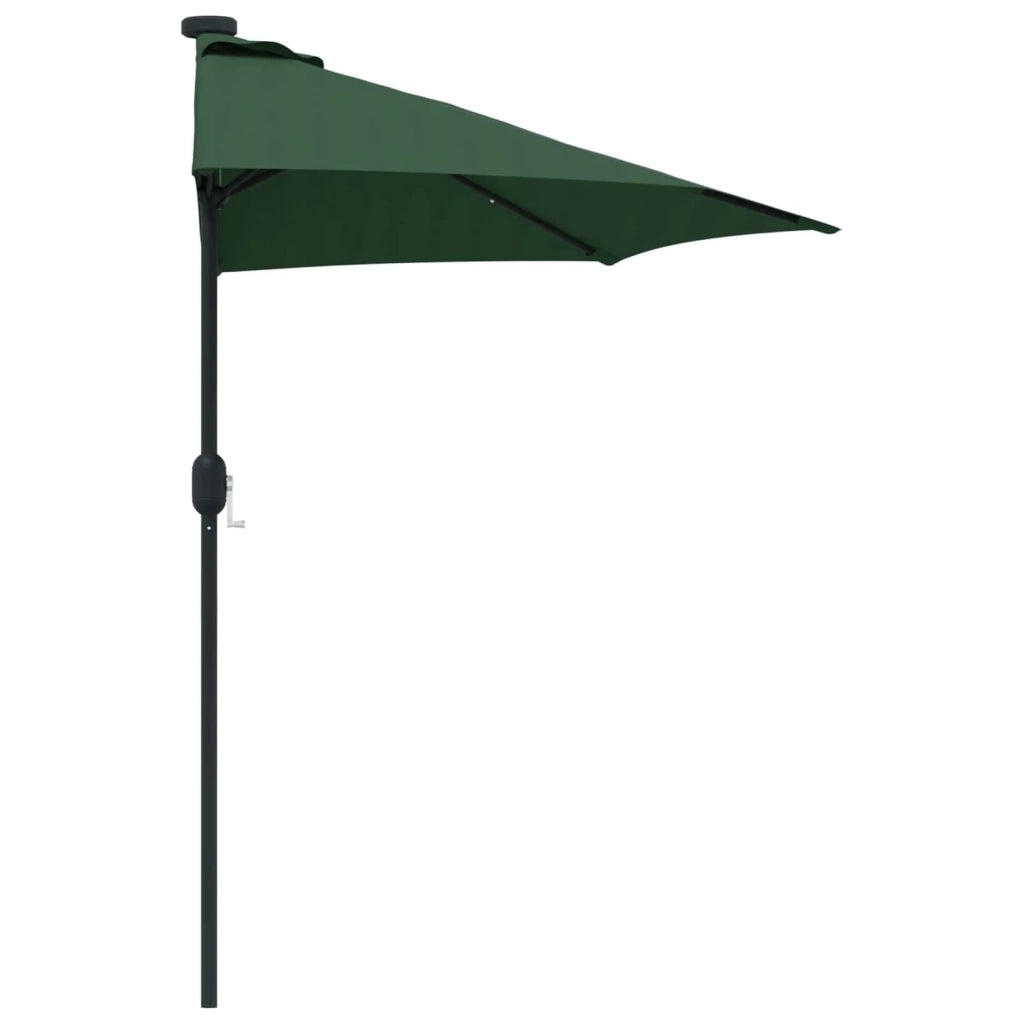 Ombrellone da giardino pieghevole moderno 294 x 150 x 224 cm con illuminazione a LED in poliestere verde 02_0058667