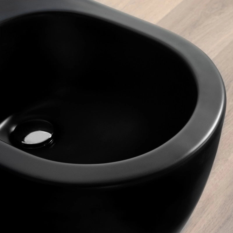 Sanitari Nero Opaco Filomuro Wc + Bidet + Sedile Chiusura Soft C