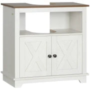 kleankin Mobile Bagno Sotto Lavabo con Armadietto a 2 Ante e Ripiano Aperto, in Truciolato, 60x30x60 cm