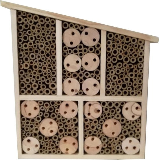 Hotel per insetti Natura Osmia - Dimensioni ca. 32 x 9 x 30 cm - Legno di densofibra/Bamboo/Multiplex - Esecuzione naturale