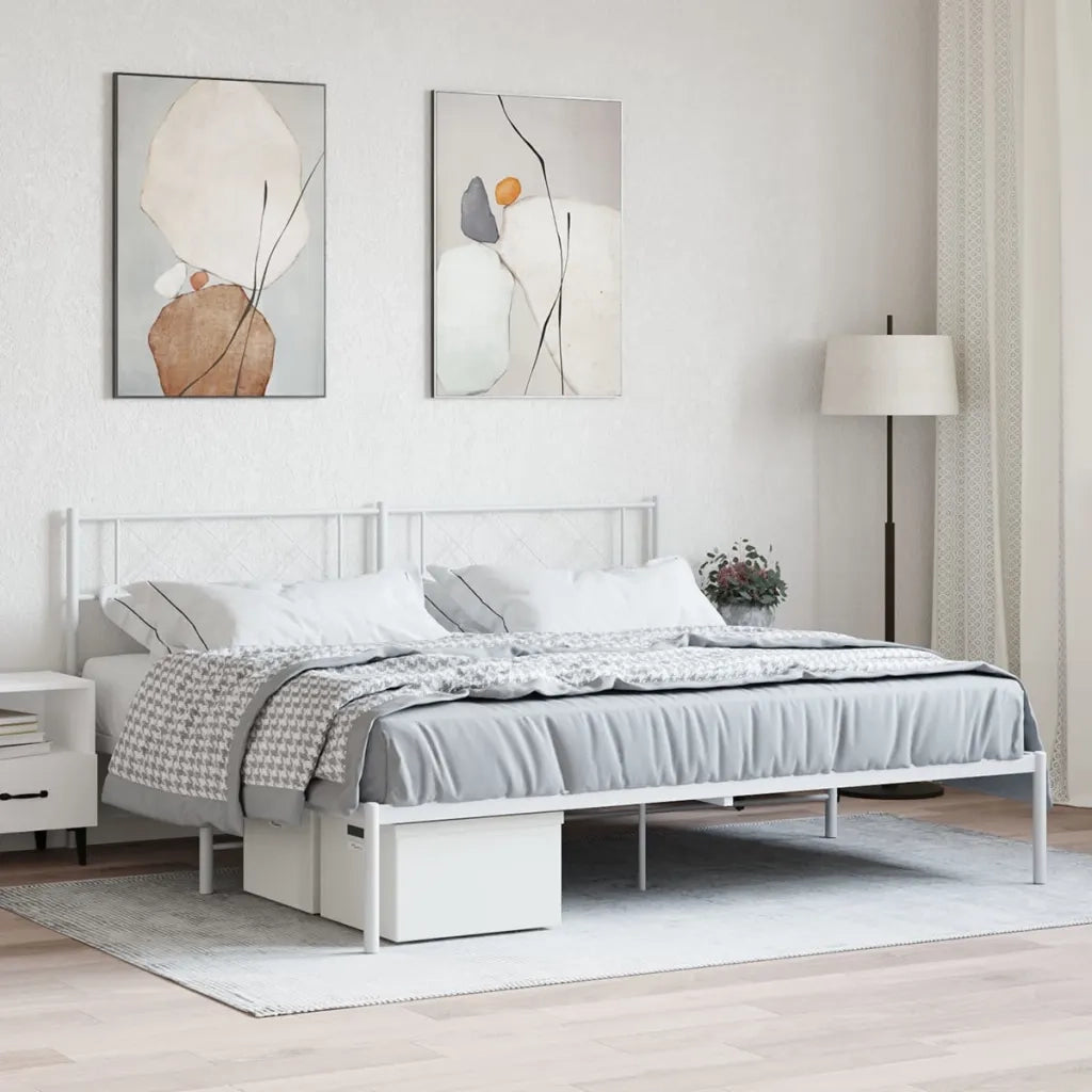 Giroletto con Testiera Metallo Bianco 180x200 cmcod mxl 130491