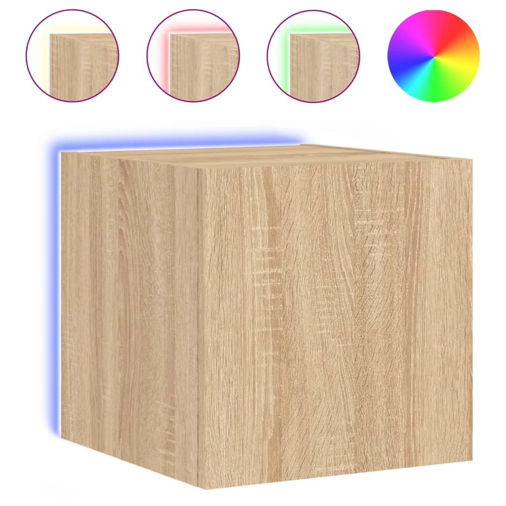Mobile TV multimediale mensola TV credenza mobile TV sala da pranzo soggiorno parete attrezzata per camera da letto con luci LED rovere Sonoma 30,5 x 35 x 30 cm marrone 02_0028011