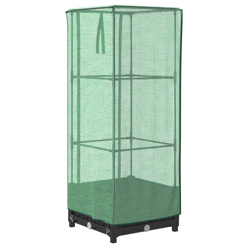 Vaso per fioriera rialzata per piante fiori terrazza da giardino rialzata con rivestimento in simil rattan 40 x 40 x 123 cm nero 02_0038770